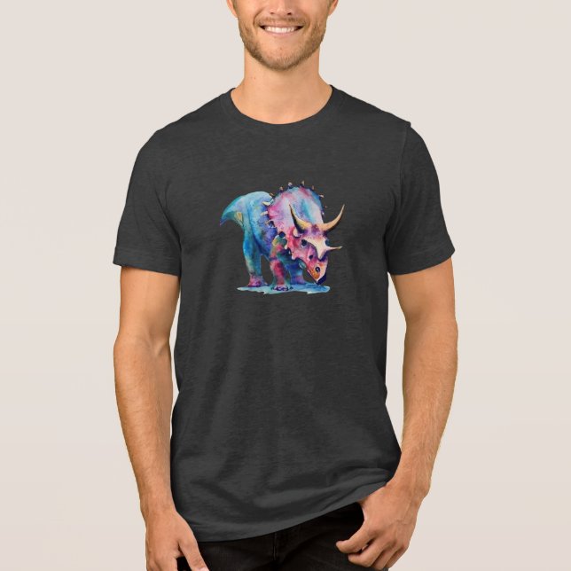 Triceratops Splendor: Unisex T-Shirt Tri-Blend Shirt (Vorderseite)