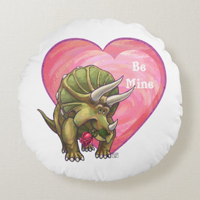 Triceratops-Valentinstag Rundes Kissen (Vorderseite)