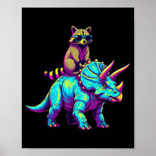Triceratops Waschbär Dinosaurier Chaos Poster