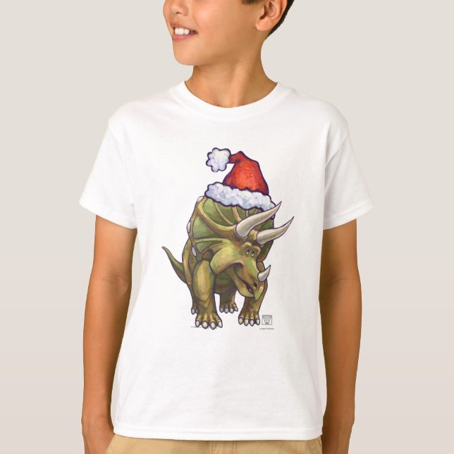 Triceratops-Weihnachten T-Shirt (Vorderseite)