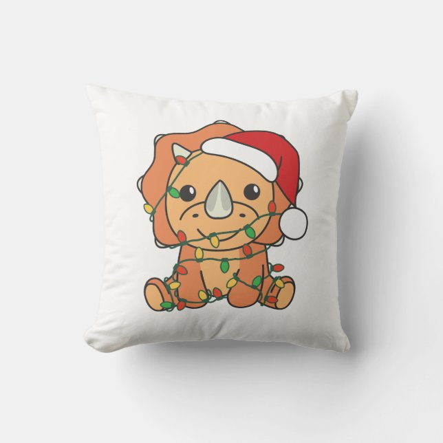 Triceratops Weihnachts Winter Tiere Holiday Dinos Kissen (Vorderseite)