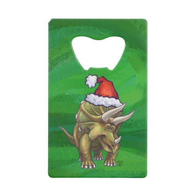 Tricerops Christmas Green Geldbeutel Flaschenöffner (Vorderseite)