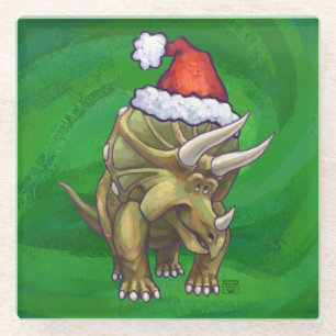 Tricerops Christmas Green Glasuntersetzer