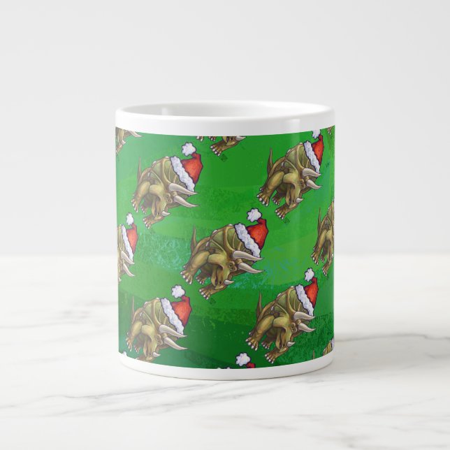 Tricerops Christmas Green Jumbo-Tasse (Vorderseite)