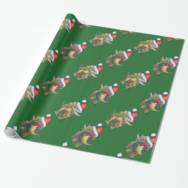 Tricerops Weihnachtsgrün Geschenkpapier (Ungerollt)
