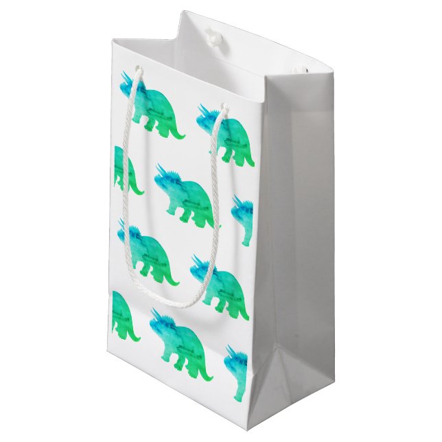 Tricertops Dinosaur Painting Pattern Neon Kleine Geschenktüte (Vorderseite Schrägansicht)