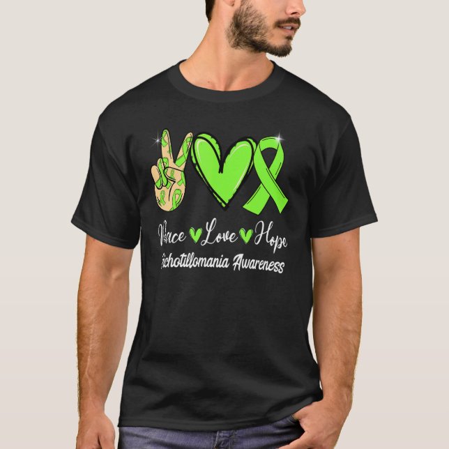 Trichotillomania Awareness Peace Liebe Hope Limon  T-Shirt (Vorderseite)