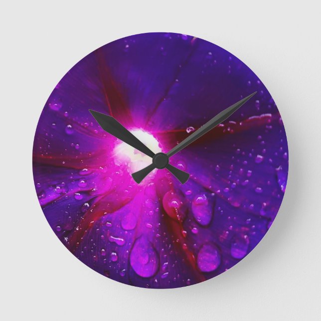 Trichterwinde-Blume Runde Wanduhr (Vorderseite)