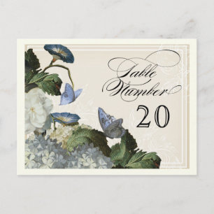 Trichterwinden-Hortensie - Tischsitznummern Postkarte