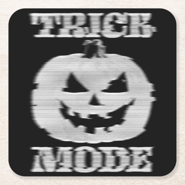 Trick Mode Glitchy Pumpkin Rechteckiger Pappuntersetzer (Vorderseite)