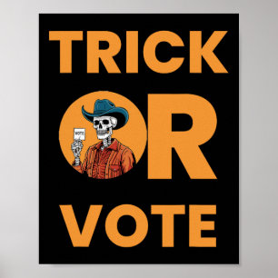 Trick oder Abstimmung Halloween Wahl Vintag Cowboy Poster
