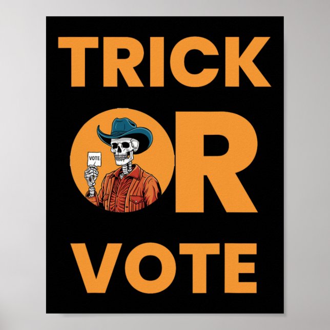 Trick oder Abstimmung Halloween Wahl Vintag Cowboy Poster (Vorne)