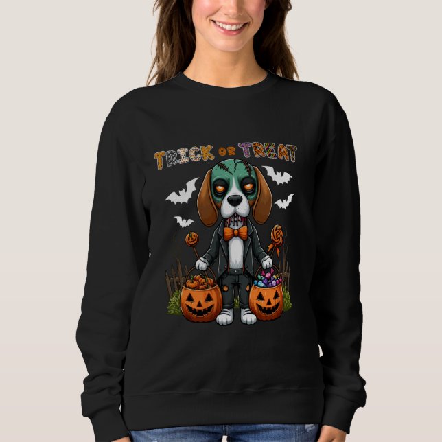 Trick oder Bearbeitung Kostüm Beagle Horror Zombie Sweatshirt (Vorderseite)