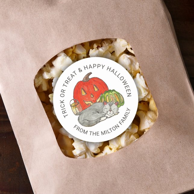 Trick oder behandele Niedliche Katzenaufkleber Runder Aufkleber (Von Creator hochgeladen)