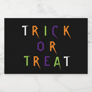 Trick oder behandeln bunte lustige Typografie Hall Lebensmitteletikett
