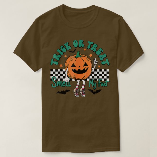 Trick oder behandeln Geruch meine Fütterung Pumkin T-Shirt (Design vorne)