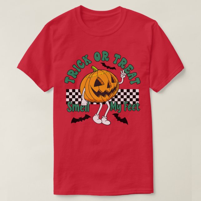 Trick oder behandeln Geruch meiner Füße Pumpkin Ki T-Shirt (Design vorne)