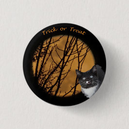 Trick oder behandeln Halloween Black Cat & Moon Button