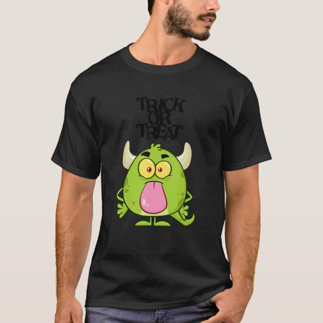 Trick oder behandeln Halloween Niedlich Monster Sp T-Shirt (Vorderseite)