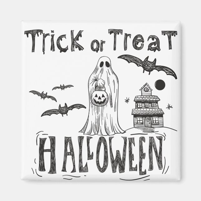 Trick oder behandeln Halloween Pumpkin Funny Magnet (Vorne)