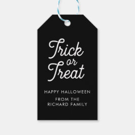 Trick oder behandeln Halloween Schwarz mit weißem  Geschenkanhänger