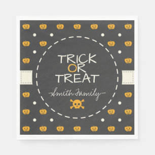 Trick oder behandeln. Kürbislaterne White Polka Do Serviette