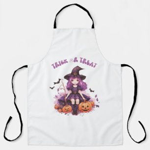Trick oder behandeln Lila Hexenkürbis und Fledermä Schürze
