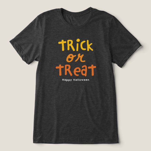 Trick oder behandeln niedliches schwarz-orangefarb Tri-Blend shirt (Design Vorderseite)