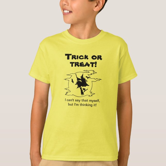 Trick oder behandeln Sie denken es T - Shirt (Vorderseite)