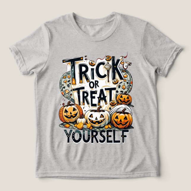 Trick oder Behandeln Sie sich selbst - Halloween Tri-Blend Shirt (Design Vorderseite)