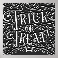 Trick oder behandeln Vintages Chalk-Knochen-Hallow