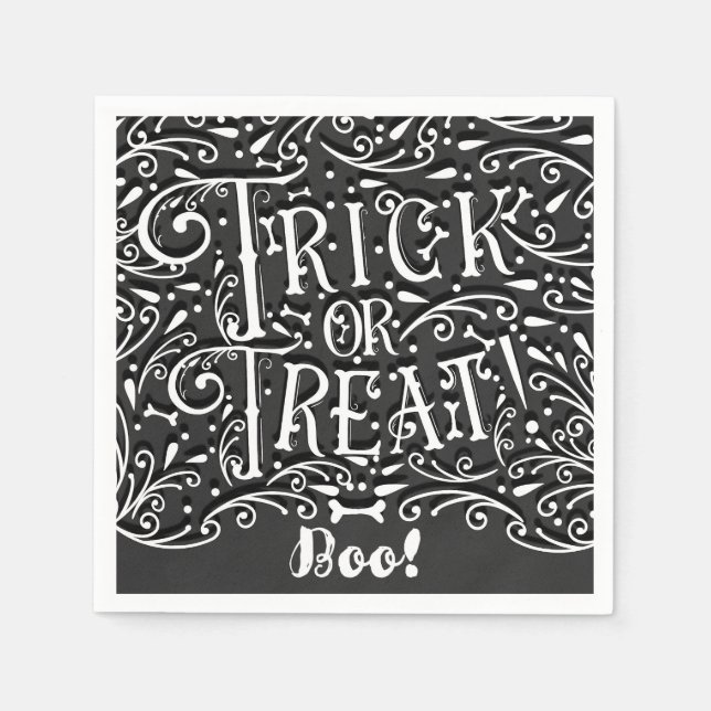 Trick oder behandeln Vintages Chalk-Knochen-Hallow Serviette (Vorderseite)