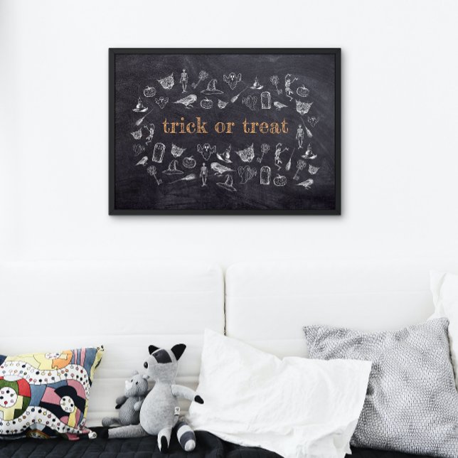 Trick oder behandeln Vintages Chalkboard Halloween Poster (Von Creator hochgeladen)
