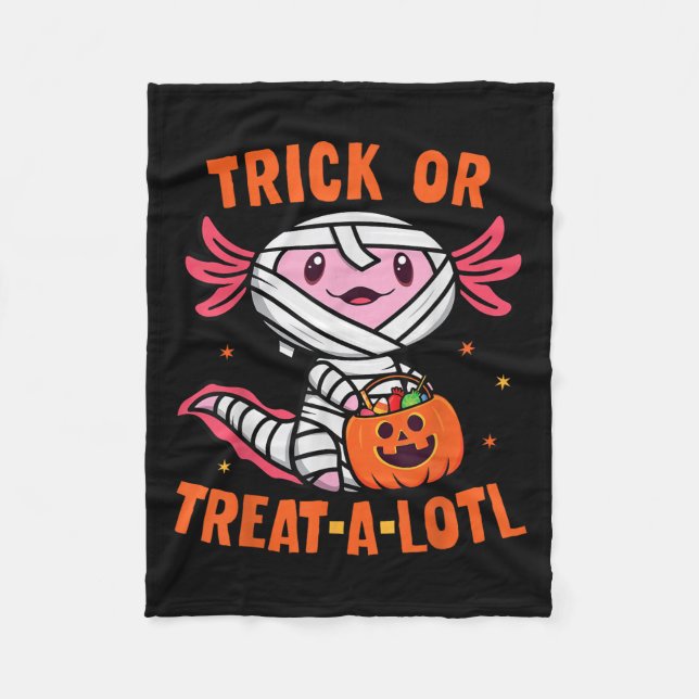 Trick oder behandle ein lockeres Axolotl Halloween Fleecedecke (Vorderseite)