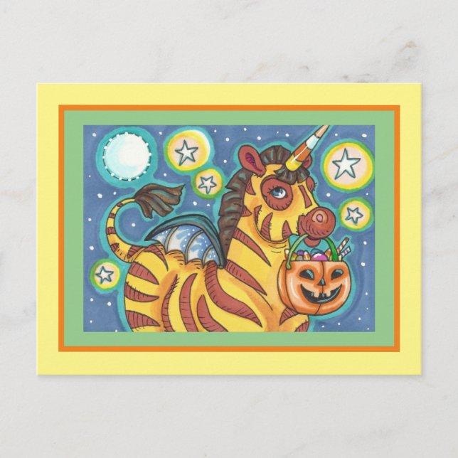 TRICK ODER BEHANDLUNG BVT WING ZEBRA, HALLOWEEN KA POSTKARTE (Vorderseite)