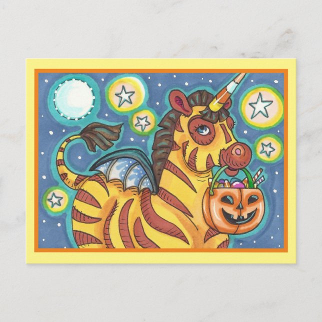 TRICK ODER BEHANDLUNG BVT WING ZEBRA, HALLOWEEN KA POSTKARTE (Vorderseite)