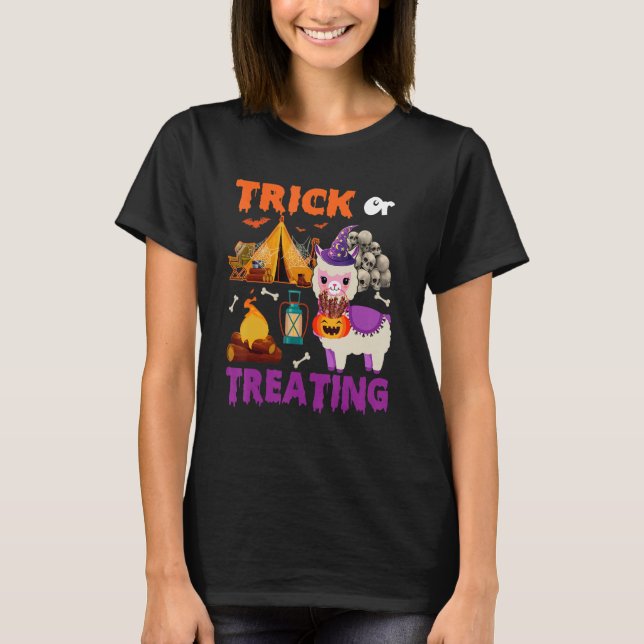 Trick oder Behandlung Halloween Llama Camping Beän T-Shirt (Vorderseite)