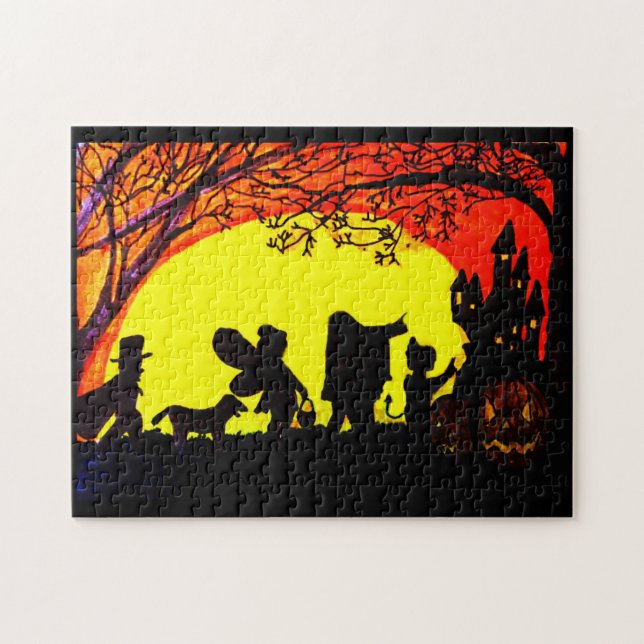 TRICK ODER BEHANDLUNG IM HALLOWEN NIGHT-Puzzle Puzzle (Horizontal)