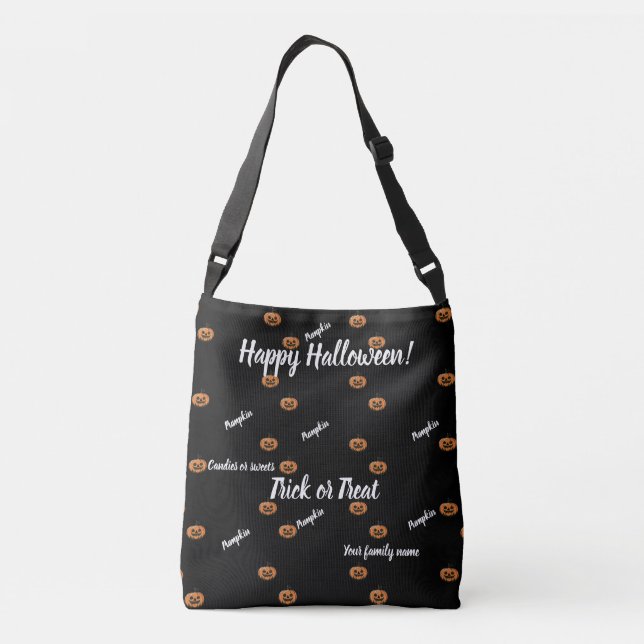 Trick oder Behandlung, Name, halloween personalisi Tragetaschen Mit Langen Trägern (Rückseite)