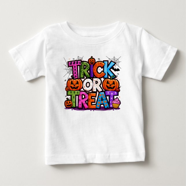 TRICK ODER BEHANDLUNG | Niedliches Halloween-Bash- Baby T-shirt (Vorderseite)