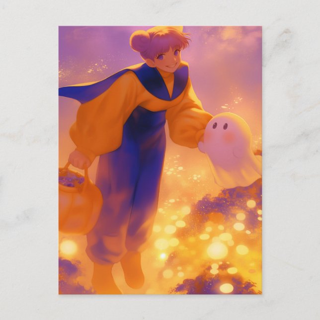 Trick oder Behandlung Postkarte (Vorderseite)