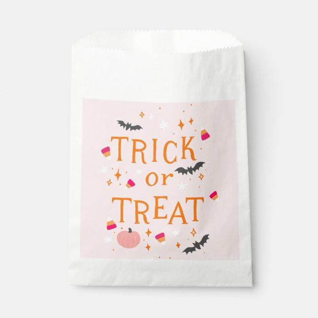 Trick oder Behandlung rosa Halloween Geschenktütchen (Vorderseite)