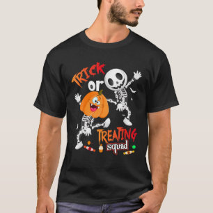 Trick oder Behandlung Squad Halloween Skeleton Pum T-Shirt