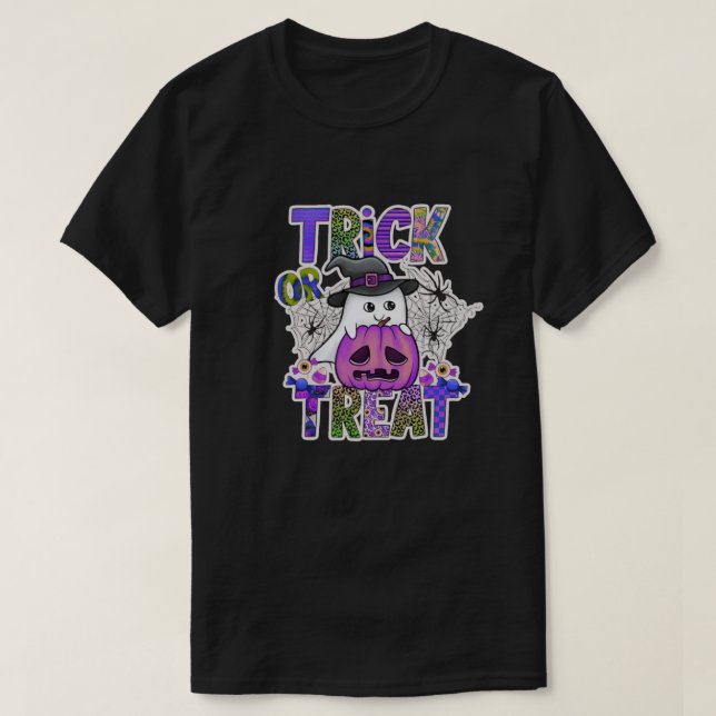 Trick oder Behandlung T-Shirt (Design vorne)