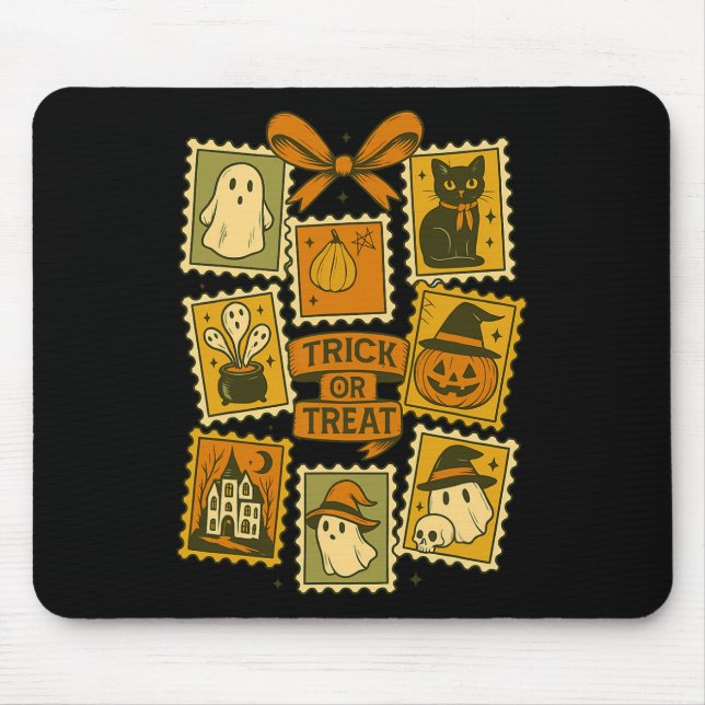 Trick oder Behandlung Vintagen Halloween Retro Pos Mousepad (Vorne)