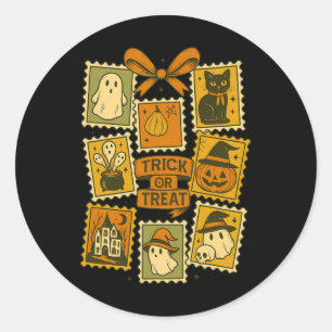 Trick oder Behandlung Vintagen Halloween Retro Pos Runder Aufkleber