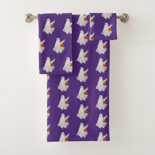 Trick oder Behandlung von Geist mit Kürbiskandy Ei Badhandtuch Set