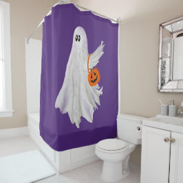 Trick oder Behandlung von Geist mit Kürbiskandy Ei Duschvorhang