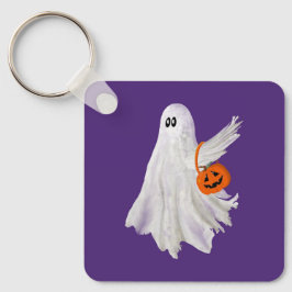 Trick oder Behandlung von Geist mit Kürbiskandy Ei Schlüsselanhänger