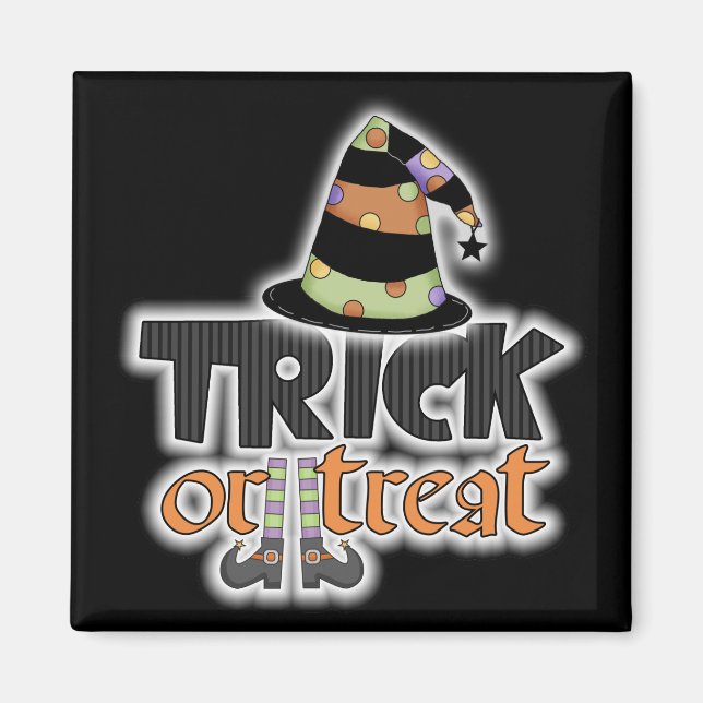 Trick oder Behandlung von Hexenhutenhut Halloween Magnet (Vorne)